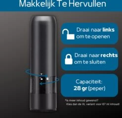 GOV Elektrische Peper- En Zoutmolen Set Zwart Oplaadbaar - Pepermolen - Kruidenmolen -Kookgerei Koning Verkoop 1200x1156 6