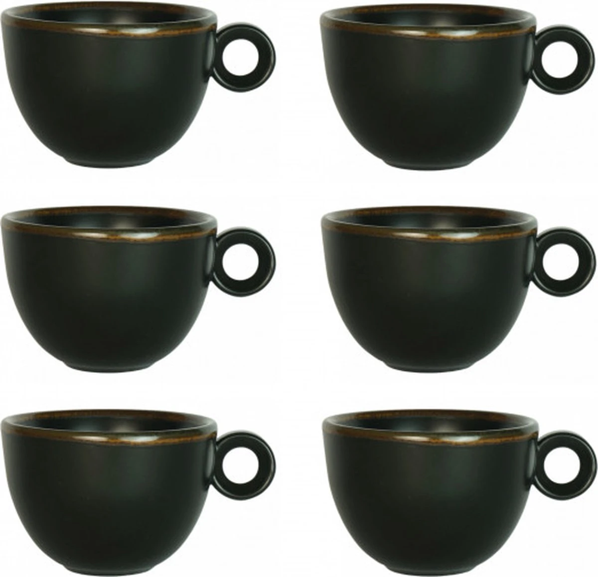 Cappuccinokopje - 200ml - Mosterdman - 6 Kopjes Mat Zwart Gloomy 1 Cappuccinokopje - 200ml - Mosterdman - 6 Kopjes Mat Zwart Gloomy