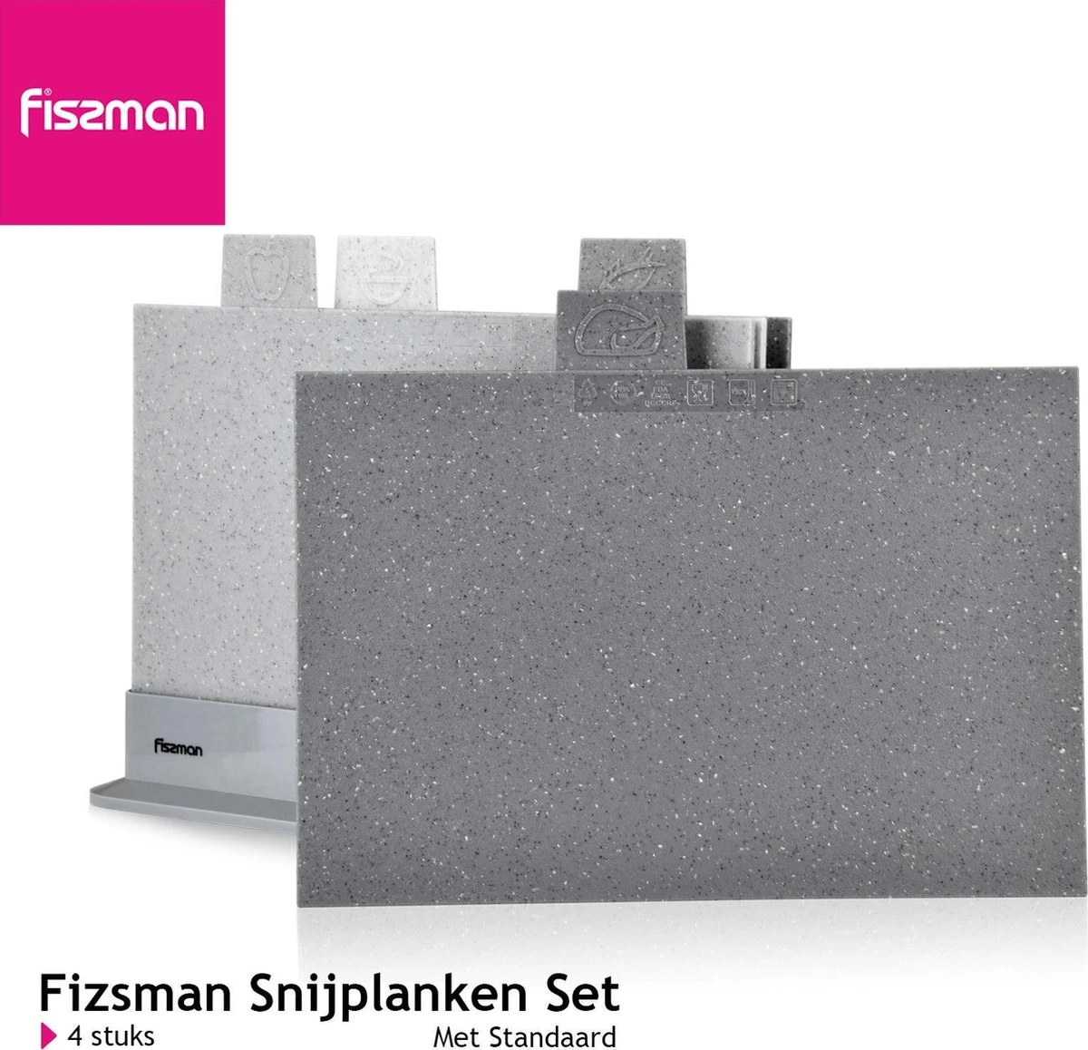 Fissman Index Snijplankenset - Met Houder - 30x22cm - 4 Stuks 6 Fissman Index Snijplankenset - Met Houder - 30x22cm - 4 Stuks - Afbeelding 6
