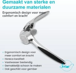SOEM© Knoflookpers Met Ergonomische Handgreep Ook Geschikt Voor Gember - RVS - Horeca Kwaliteit - Ovaal -Kookgerei Koning Verkoop 1200x1160 12