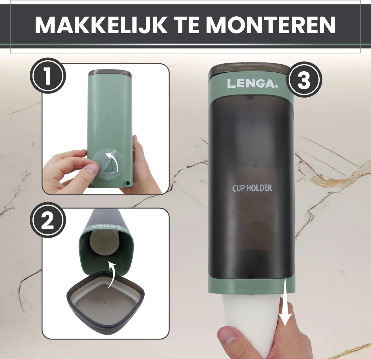 Lenga Bekerhouder - Bekerdispenser - Kartonnen Bekers - Koffiebekers - Bekertjes Houder 3 Lenga Bekerhouder - Bekerdispenser - Kartonnen Bekers - Koffiebekers - Bekertjes Houder - Afbeelding 3