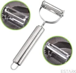 ESTARK® Dunschiller - Julienne & Groenteschiller - Groentesnijder - Uiensnijder - Spiraalsnijder - Juliennerasp - Juliennesnijder - Sliertensnijder - Multifunctionele Groenten Schiller Aardappel Schiller - Dunschiller RVS 28 ESTARK® Dunschiller - Julienne & Groenteschiller - Groentesnijder - Uiensnijder - Spiraalsnijder - Juliennerasp - Juliennesnijder - Sliertensnijder - Multifunctionele Groenten Schiller Aardappel Schiller - Dunschiller RVS -Kookgerei Koning Verkoop 1200x1163 9