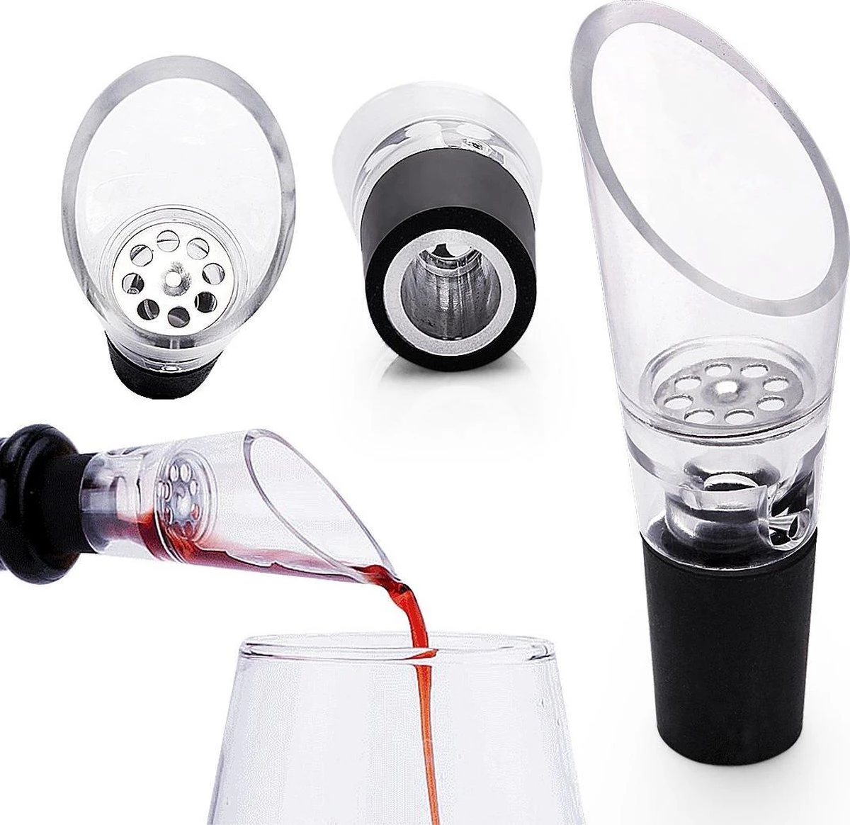 MD-Goods ® Kurkentrekker + Wijn Accessoires Giftbox – Wijnopener Set – Flesopener – Schenktuit – Corkscrew – Cadeautip – Leder – Zwart 3 MD-Goods ® Kurkentrekker + Wijn Accessoires Giftbox – Wijnopener Set – Flesopener – Schenktuit – Corkscrew – Cadeautip – Leder – Zwart - Afbeelding 3