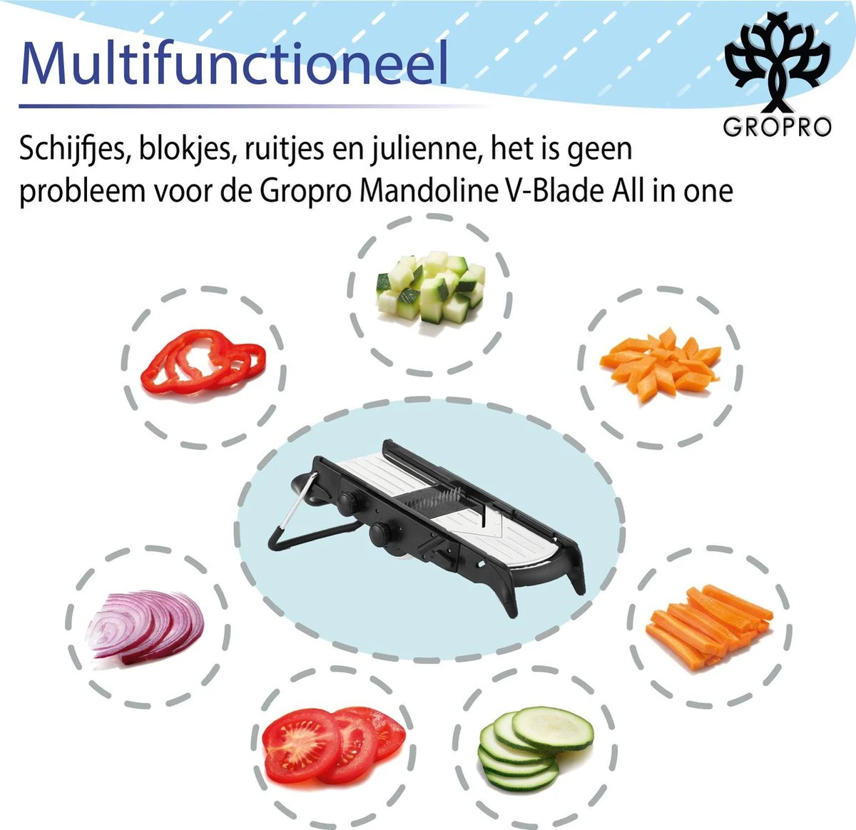 Mandoline V-blade All In One - Centreer Mes - Roestvrij Staal - Julienne, Plakjes Of Blokjes - Keukensnijder - Snijmachine - Groentesnijder 10 Mandoline V-blade All In One - Centreer Mes - Roestvrij Staal - Julienne, Plakjes Of Blokjes - Keukensnijder - Snijmachine - Groentesnijder - Afbeelding 10