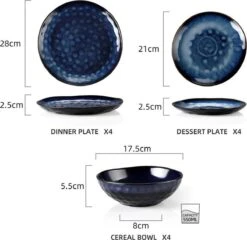 Serviesset 8 Personen - 24 Delig - Handgemaakt - Blauw -Kookgerei Koning Verkoop 1200x1165 6