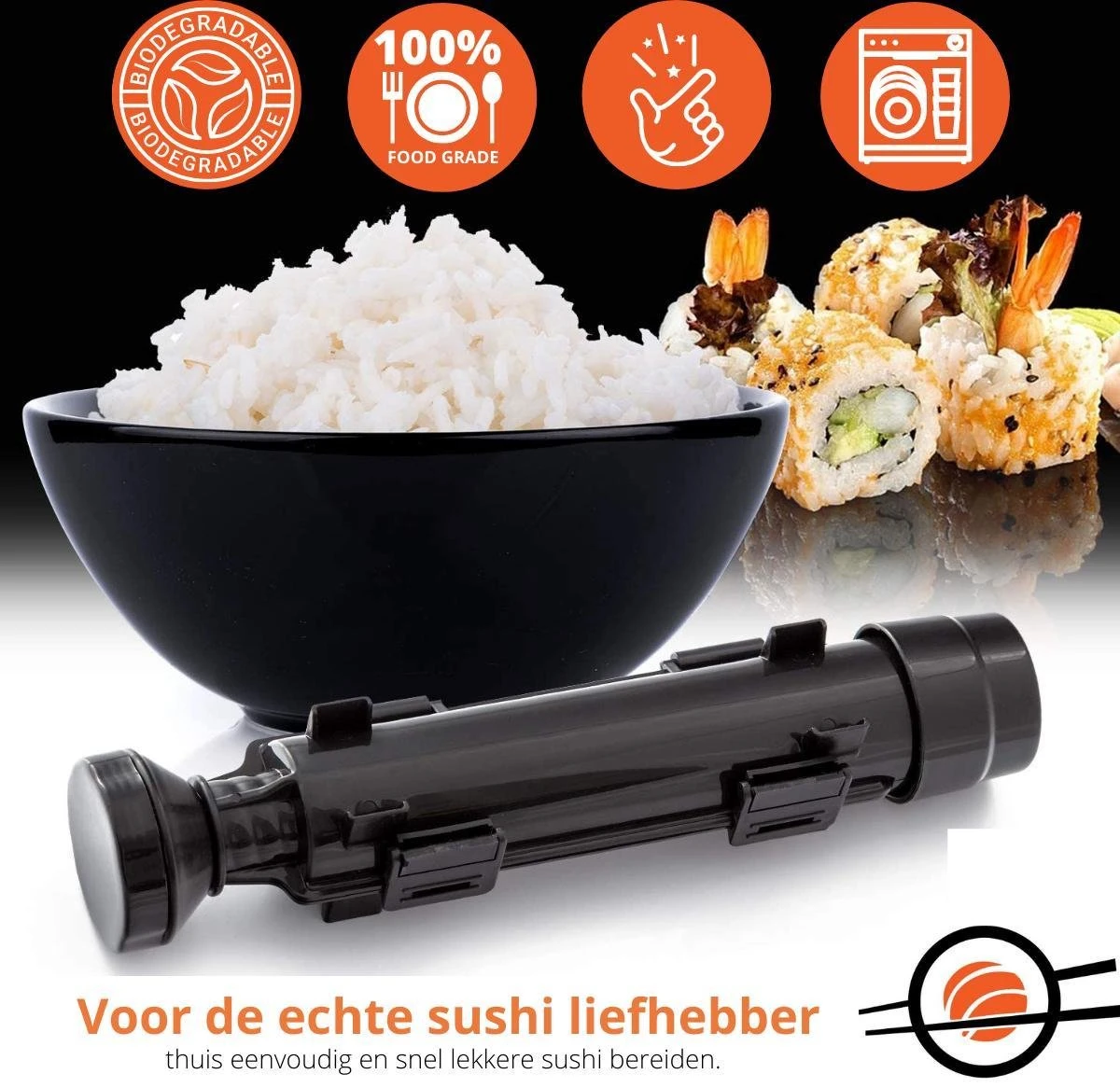 XXL Sushi Set - Sushi Maken- Sushi Maker - Milieuvriendelijk - Sushi Bazooka Kit - Inclusief Online Sushi Kookboek En Avocado Snijder - Wit 2 XXL Sushi Set - Sushi Maken- Sushi Maker - Milieuvriendelijk - Sushi Bazooka Kit - Inclusief Online Sushi Kookboek En Avocado Snijder - Wit - Afbeelding 2