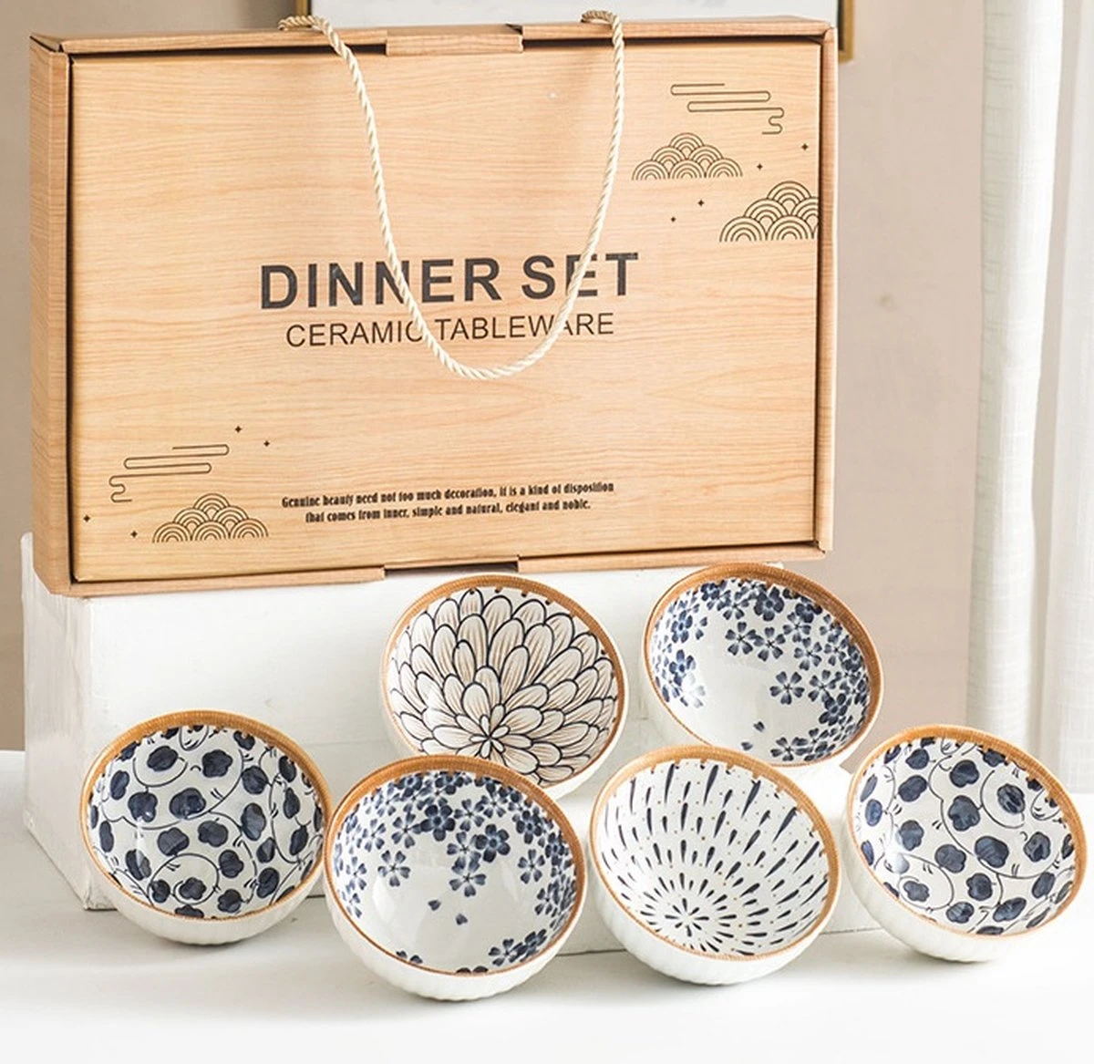 Winkrs - Servies Set Met 6 Kommetjes - Keramiek - Chinese Kommen Voor Rijst, Saus, Hapjes Etc. 4 Winkrs - Servies Set Met 6 Kommetjes - Keramiek - Chinese Kommen Voor Rijst, Saus, Hapjes Etc. - Afbeelding 4