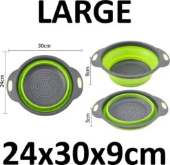 Inklapbare Vergiet - Opvouwbaar - Siliconen - Groot - Groen/Grijs - NIEUW MODEL !!! -Kookgerei Koning Verkoop 1200x1167 12
