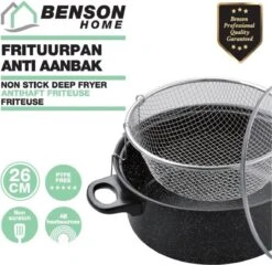 Benson Frituurpan Met Korf - Ø 26 Cm - Carbonstaal Met Marmer Coating -Kookgerei Koning Verkoop 1200x1168 17