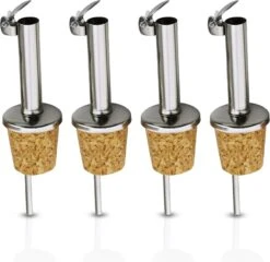 Minismus 4 Stuks Schenkkurk Schenktuit Met Klepje - Hoogwaardige Kwaliteit - Eenvoudig Doseren Met Alcohol En Olie