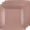 Santex Feest Ontbijt/gebak Bordjes - 20x Stuks - Papier/karton Vierkant - Rose Goud - 18cm