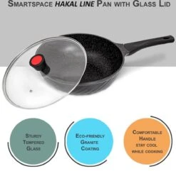 Marble Coating Wokpan Inductie - Met Glazen Deksel - Zwart - 30 Cm -Kookgerei Koning Verkoop 1200x1169 13