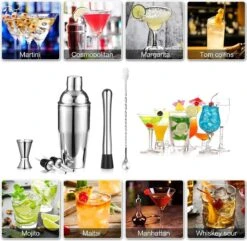 Merkloos Cocktail Set - Cocktail Shaker Set 6 Delig - RVS - Cocktailshaker 750ml - Cocktail Accessoires - Cocktail - Mix Drank - Cocktail Receptboekje - Cocktail Shake Beker -Kookgerei Koning Verkoop 1200x1169 14