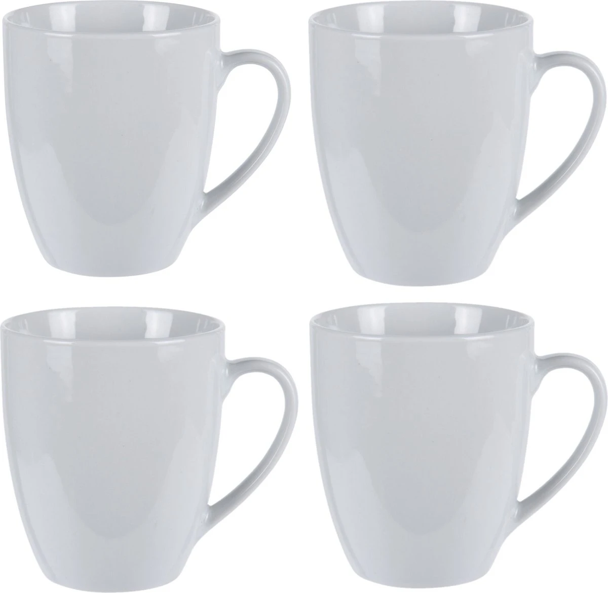Excellent Houseware Set Van 4x Stuks Bekers/mokken Wit 380 Ml Van Porselein - Melkbekers 1 Excellent Houseware Set Van 4x Stuks Bekers/mokken Wit 380 Ml Van Porselein - Melkbekers