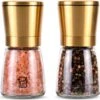 Peper En Zoutmolen Set Van 2 - Pepermolen En Zoutmolen Goud - Gouden RVS - Verstelbare Maalgraad