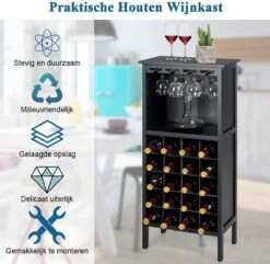 LUXGOODS Wijnkast Voor 20 Flessen, Wijnrek, Wijn Fles Organisator Opslag Plank Weergeven Houten Wijnrek Met Glas Hanger En Fles Houder (Zwart) 12 LUXGOODS Wijnkast Voor 20 Flessen, Wijnrek, Wijn Fles Organisator Opslag Plank Weergeven Houten Wijnrek Met Glas Hanger En Fles Houder (Zwart) -Kookgerei Koning Verkoop 1200x1170 28
