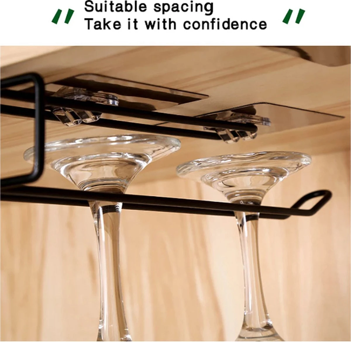 Wijnglazenhouder - Ophangrek Wijnglazen - Wijnrek - Glazenrek Hangend - Wijnglazen Ophangen - Mat Zwart Metaal 4 Wijnglazenhouder - Ophangrek Wijnglazen - Wijnrek - Glazenrek Hangend - Wijnglazen Ophangen - Mat Zwart Metaal - Afbeelding 4