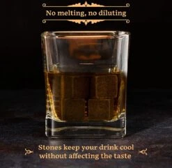 GOURMEO Set Van 8 Whiskystenen + 2 X Kommen + Roestvrijstalen Tang + 2 Kristallen Glazen - Natuurlijke Basaltijsblokjes - Herbruikbare Stenen - Cadeau Voor Mannen En Vrouwen -Kookgerei Koning Verkoop 1200x1171 45