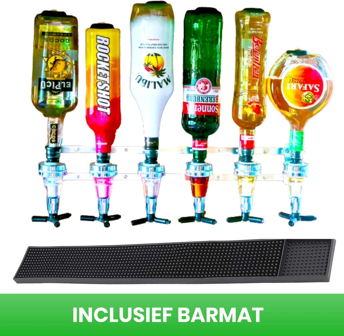Drankdispenser Met Barmat - Mancave Decoratie - Bar Butler - Muurdispenser - 6 Flessen 3 Drankdispenser Met Barmat - Mancave Decoratie - Bar Butler - Muurdispenser - 6 Flessen - Afbeelding 3
