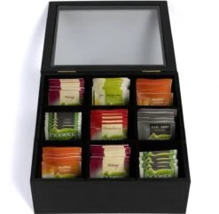 CasaLupo Theedoos Zwart 9-vaks - Met Fluweel - 23 X 23 Cm 8 CasaLupo Theedoos Zwart 9-vaks - Met Fluweel - 23 X 23 Cm -Kookgerei Koning Verkoop 1200x1172 19