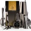 Cocktail Set Bartender Pros™ - Cocktail Shaker - 11-Delige Cocktailset - Boston Shaker - Cocktailshaker - Zwart - RVS