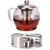 HI Glazen Theepot/theekan Met Filter En Warmhoudplaat 1,2 Liter - Theepot Met Filter - Theepot Met Warmhouder
