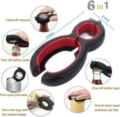 LOUZIR 6 In 1 Blikopener- Flesopener- Potopener- Deksel Opener- Gereedschap Om Doppen Van Flessen En Potten Te Verwijderen -Kookgerei Koning Verkoop 1200x1178 21
