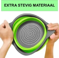 Inklapbare Vergiet - Opvouwbaar - Siliconen - Groot - Groen/Grijs - NIEUW MODEL !!! -Kookgerei Koning Verkoop 1200x1179 11