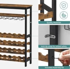 IN.HOMEXL - Shanco Wijnrek Voor 24 Flessen - Industrieel - Wijnrek Metaal - Bruin / Zwart - Flessenrek - 66 X 30 X 100 Cm -Kookgerei Koning Verkoop 1200x1182 19