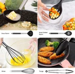 Merkloos Keukengerei Set Met Houder 12-delig - Siliconen – Ophangbaar - Antiaanbak Laag – Hittebestendig En BPA Vrij - Zwart -Kookgerei Koning Verkoop 1200x1182 8