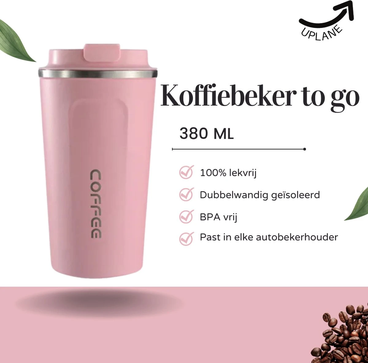 Thermosbeker - Koffiebeker To Go - Travel Mug - Dubbelwandig, RVS & Lekvrij - Thermosbeker Koffie - 380 ML – Roze 3 Thermosbeker - Koffiebeker To Go - Travel Mug - Dubbelwandig, RVS & Lekvrij - Thermosbeker Koffie - 380 ML – Roze - Afbeelding 3