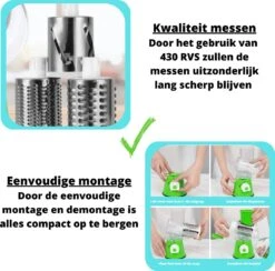 Mandoline Groentesnijder- Slicer Dicer - Rasper - Keukensnijder - Kaasrasp – Trommelrasp - Blauw 17 Mandoline Groentesnijder- Slicer Dicer - Rasper - Keukensnijder - Kaasrasp – Trommelrasp - Blauw -Kookgerei Koning Verkoop 1200x1184 11