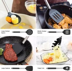 Merkloos Keukengerei Set Met Houder 12-delig - Siliconen – Ophangbaar - Antiaanbak Laag – Hittebestendig En BPA Vrij - Zwart -Kookgerei Koning Verkoop 1200x1184 15