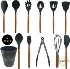 Keukengerei Set - Keukengerei Houder - Keukengerei Set Met Houder - 12 Delig - Antraciet Zwart - Houten Steel - Siliconen - Kerstcadeau - Fienosa 10 Keukengerei Set - Keukengerei Houder - Keukengerei Set Met Houder - 12 Delig - Antraciet Zwart - Houten Steel - Siliconen - Kerstcadeau - Fienosa -Kookgerei Koning Verkoop 1200x1184 16