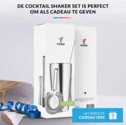 YONO Cocktail Set 10-Delig - RVS Cocktailshaker 800ml Met Bar Accessoires - Zilver -Kookgerei Koning Verkoop 1200x1184 26