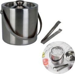 Cheqo® Luxe IJsemmer Met Tang - Dubbelwandig - RVS - IJstang - IJsblokjesemmer - Afsluitbaar