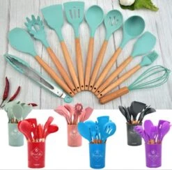 12-delige Itagala Siliconen Keukengerei Set Met Koker |Anti Aanbak | Hoge Kwaliteit Kookgerei Met Houten Handvatten | Pink | BPA En Kras Vrij -Kookgerei Koning Verkoop 1200x1185 14