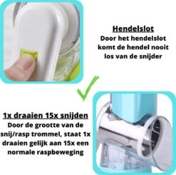 Mandoline Groentesnijder- Slicer Dicer - Rasper - Keukensnijder - Kaasrasp – Trommelrasp - Blauw 18 Mandoline Groentesnijder- Slicer Dicer - Rasper - Keukensnijder - Kaasrasp – Trommelrasp - Blauw -Kookgerei Koning Verkoop 1200x1188 14