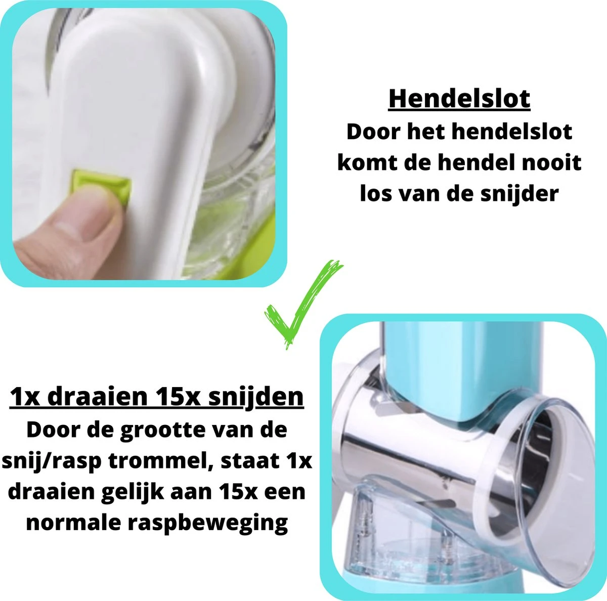 Mandoline Groentesnijder- Slicer Dicer - Rasper - Keukensnijder - Kaasrasp – Trommelrasp - Blauw 8 Mandoline Groentesnijder- Slicer Dicer - Rasper - Keukensnijder - Kaasrasp – Trommelrasp - Blauw - Afbeelding 8