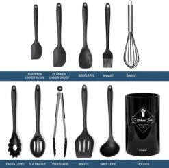 Keukengerei Set 11 Delig - Hittebestendig / BPA Vrij / Siliconen - Kookgerei Met Houder -Kookgerei Koning Verkoop 1200x1188 19