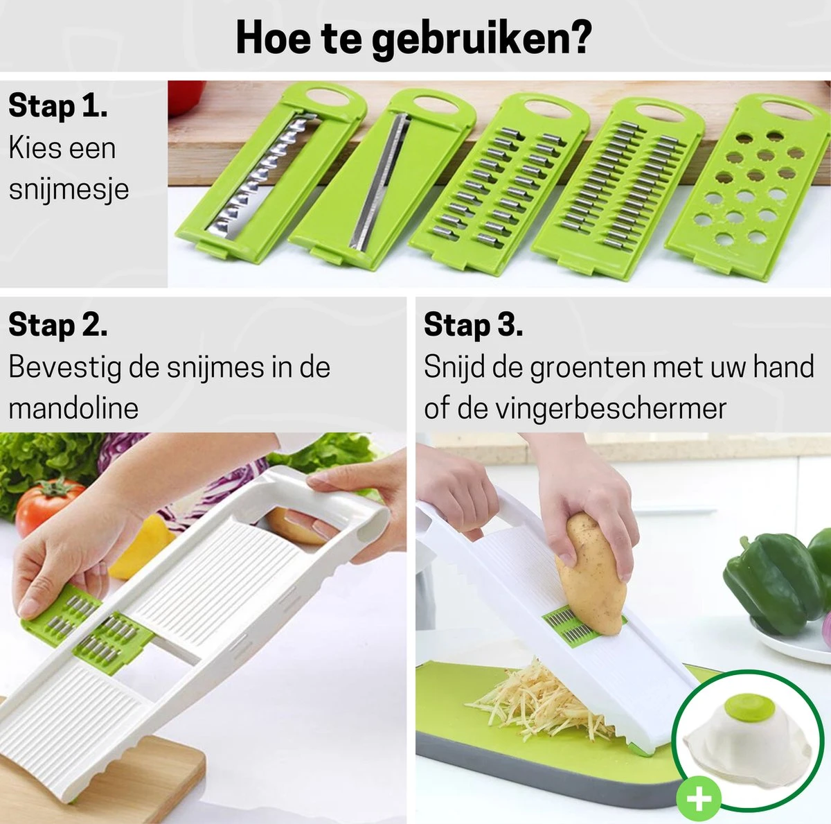 Melmö Multifunctionele Groentesnijder - Mandoline - Keukensnijder - Uiensnijder - Rasp & Kaasrasp 7 Melmö Multifunctionele Groentesnijder - Mandoline - Keukensnijder - Uiensnijder - Rasp & Kaasrasp - Afbeelding 7