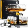 Whisiskey Whiskey Karaf - Luxe Whisky Karaf Set Zeilschip - 1L - Decanteer Karaf - Zeilboot - Whiskey Set - Incl. 4 Whiskey Stones, Schenktuit, Tap & 4 Whiskey Glazen - Peaky Blinders - Cadeau Voor Man & Vrouw