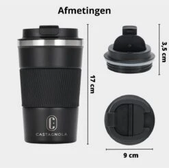 Castagnola Design RVS Koffiebeker To Go - Zwart - 380ml - Thermosbeker - Theebeker -Kookgerei Koning Verkoop 1200x1191 1