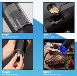 Goga Elektrische Pepermolen En Zoutmolen – Pepermolen – Zoutmolen – Verstelbaar – Zwart – Elektrisch – Kruidenmolen - Automatisch -Set Van 2 18 Goga Elektrische Pepermolen En Zoutmolen – Pepermolen – Zoutmolen – Verstelbaar – Zwart – Elektrisch – Kruidenmolen - Automatisch -Set Van 2 -Kookgerei Koning Verkoop 1200x1191 17