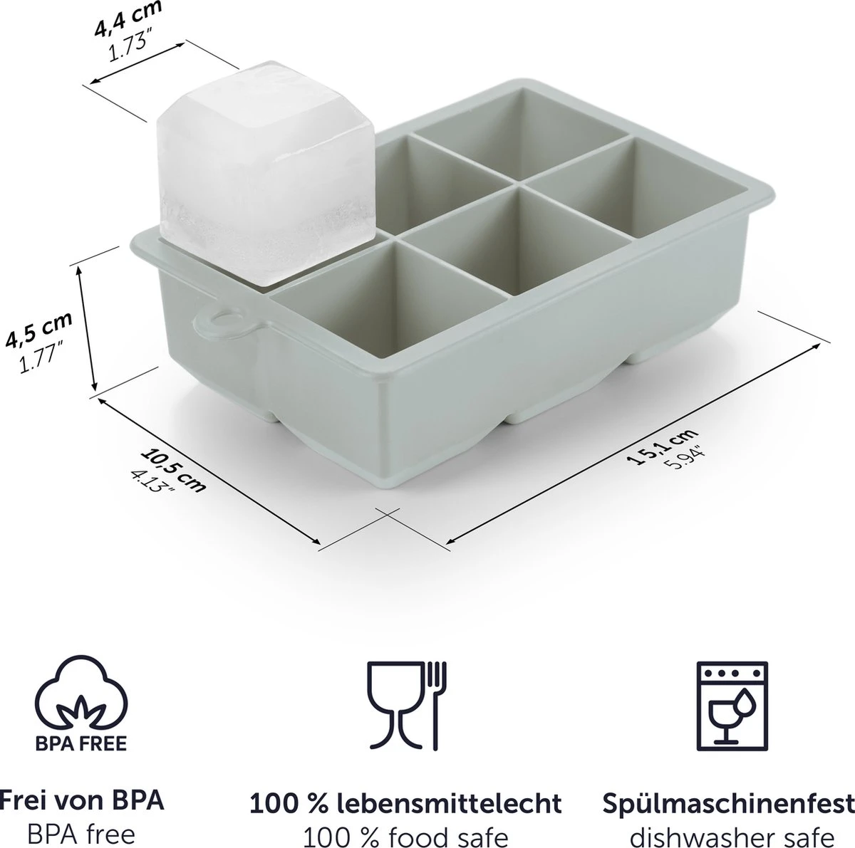 Blumtal IJsblokjesvorm - 2 X 6 IJsblokjes - Hoogwaardig Siliconen - 12 Stuks - 4,4 Cm - Ultimate Grey - Grijs / Geel 7 Blumtal IJsblokjesvorm - 2 X 6 IJsblokjes - Hoogwaardig Siliconen - 12 Stuks - 4,4 Cm - Ultimate Grey - Grijs / Geel - Afbeelding 7