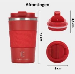 Castagnola Design RVS Koffiebeker To Go - Rood - 380ml - Thermosbeker - Theebeker -Kookgerei Koning Verkoop 1200x1191 2