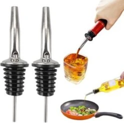 *** Premium RVS Schenktuit - Schenkdoppen - Wijn - Fles - Cocktail -Olijfolie- 2 Stuks-Heble®***