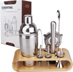 Nimma® Cocktail Shaker Set - Incl. Stamper En E-Book - Cocktailshaker Houder - 13 Delige Cocktailset - RVS - 750ML -Kookgerei Koning Verkoop 1200x1191 48