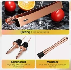 Cocktail Set Bartender Pros™ - Cocktail Shaker - 11-Delige Cocktailset - Boston Shaker - Cocktailshaker - Rose - RVS -Kookgerei Koning Verkoop 1200x1191 54