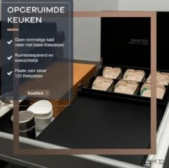 Invicto Products Theedoos 6 Vaks - Ruimte Voor 120 Theezakjes - Bamboe - Anti Slip En Anti Kras - Zwart -Kookgerei Koning Verkoop 1200x1192 38